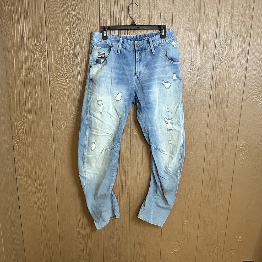 G-STAR RAW Men ARC 3D Loose Tapered Jeans Sz 30x29 Lt Wash Streetwear Distressed